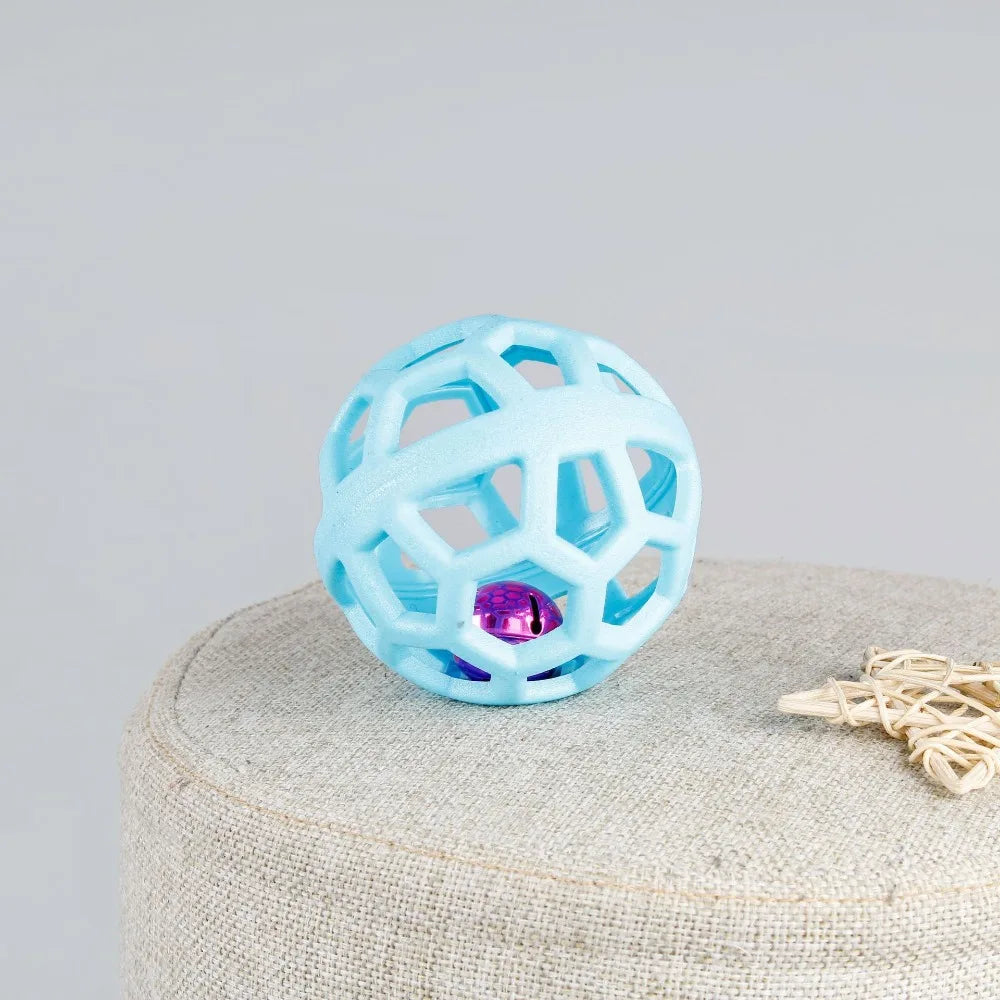 Kauball aus Naturgummi mit Glocke Cyan