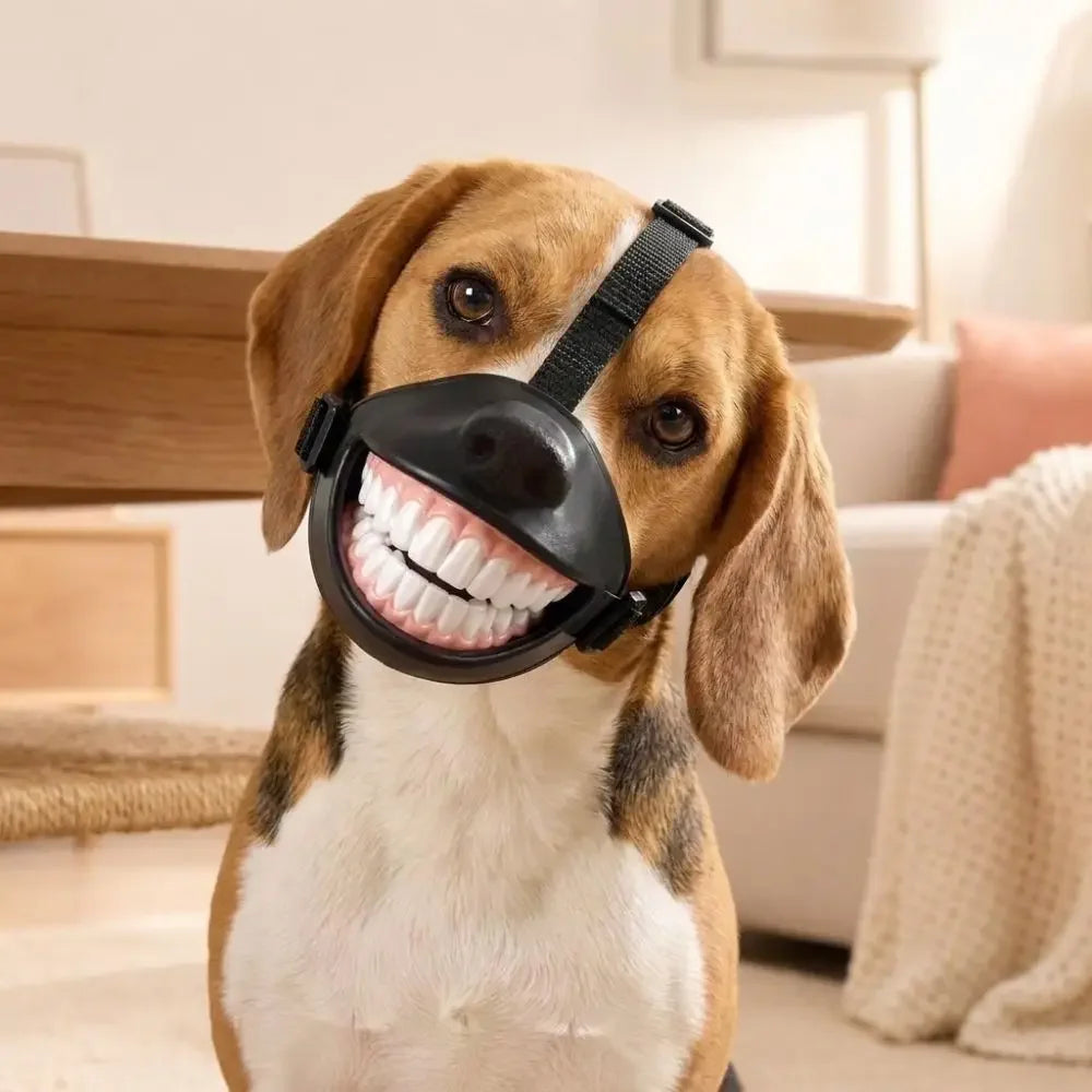 Lustiger Hunde-Maulkorb mit Grinsezähnen