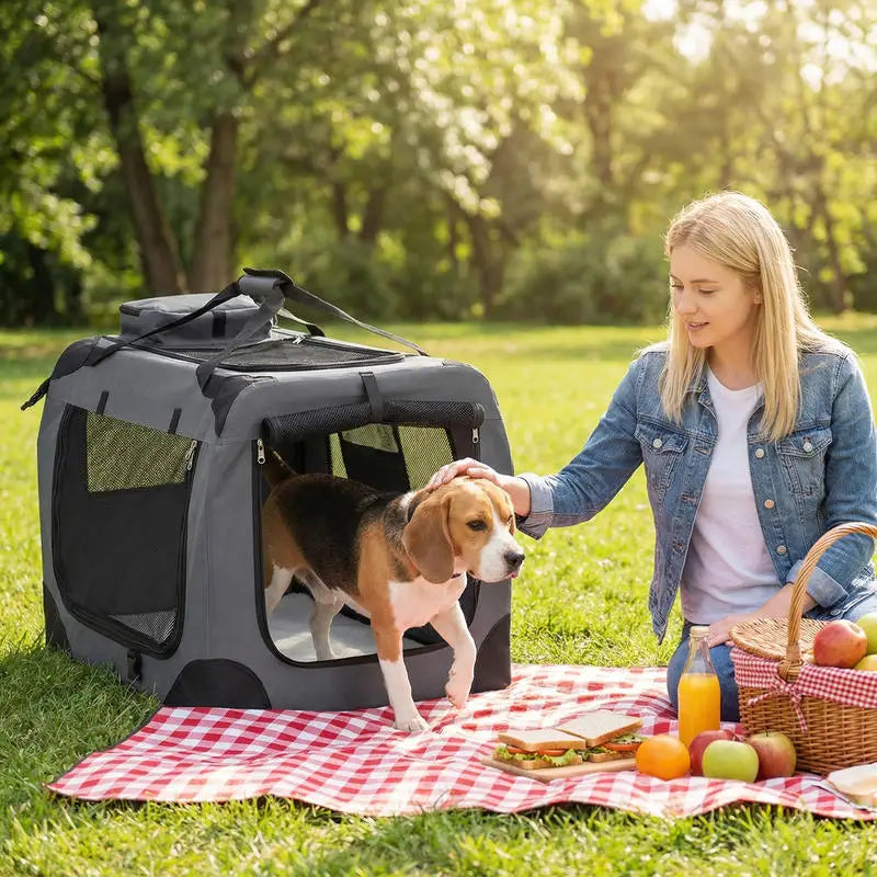 Faltbare Hundebox mit Netzfenstern & Tragetaschen