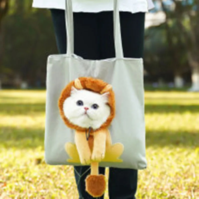 Tragetasche für Katzen & kleine Hunde mit Tiermotiven Grau