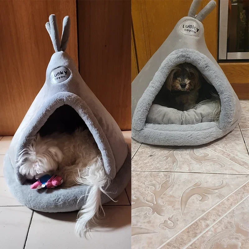 Gemütliches Haustierhöhle – Weiches Winterbett für kleine Hunde & Katzen