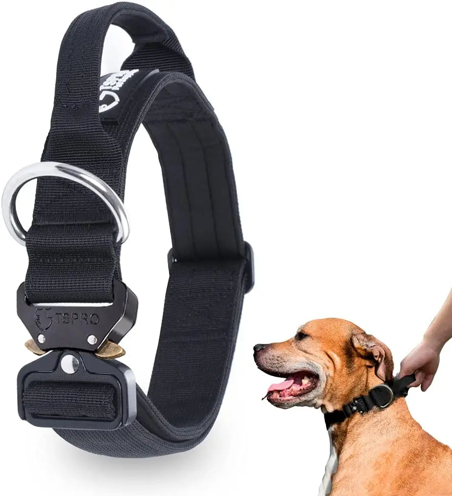 Tactical Hundehalsband mit Metall-Schnalle & Griff – robust & verstellbar