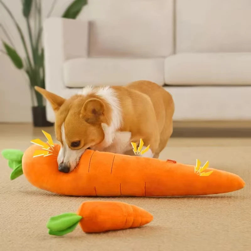 Karotten-Kauspielzeug für Hunde mit Sound- und Kuschelfunktion