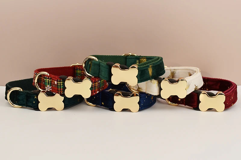 Personalisiertes Samt-Hundehalsband mit Gravur & Stil