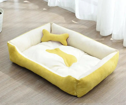 Hundebett aus Leinen modern und gemütlich Gelb