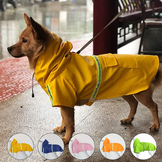 Hunde Regenmantel mit Kapuze & Reflektoren – Wind- & Wasserdicht
