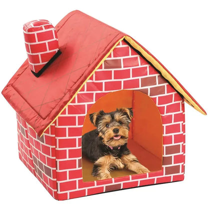Faltbares Kuschel-Häuschen für Hund & Katze im Brick-Design