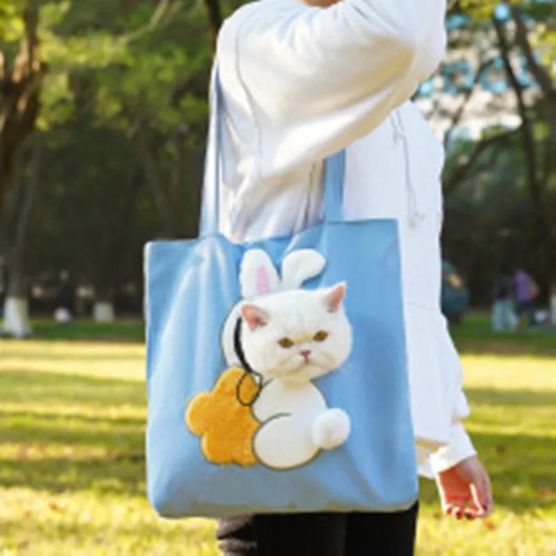Tragetasche für Katzen & kleine Hunde mit Tiermotiven Blau