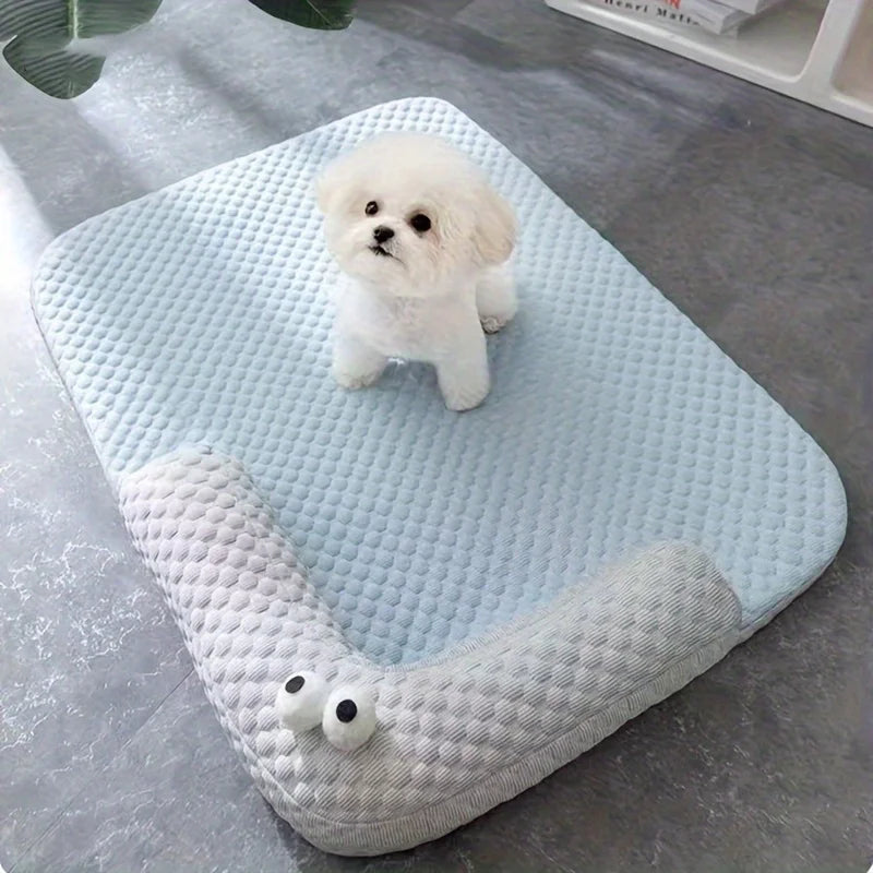 Kühlendes Haustierbett mit Nackenstütze – Sommerkomfort für Hunde und Katzen