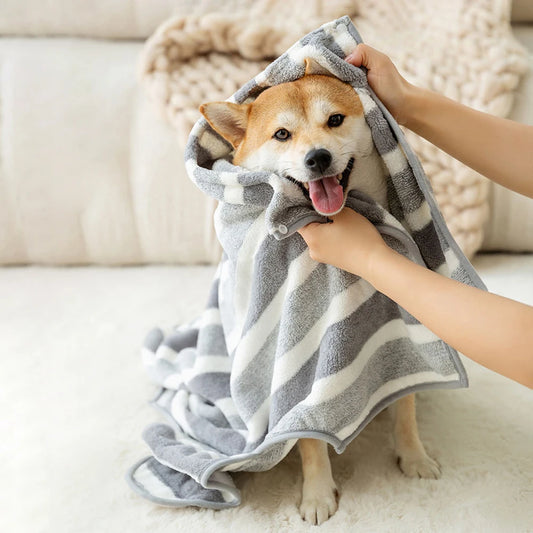 Kuscheliger Hundebademantel aus Mikrofaser – besonders saugfähig und schnelltrocknend