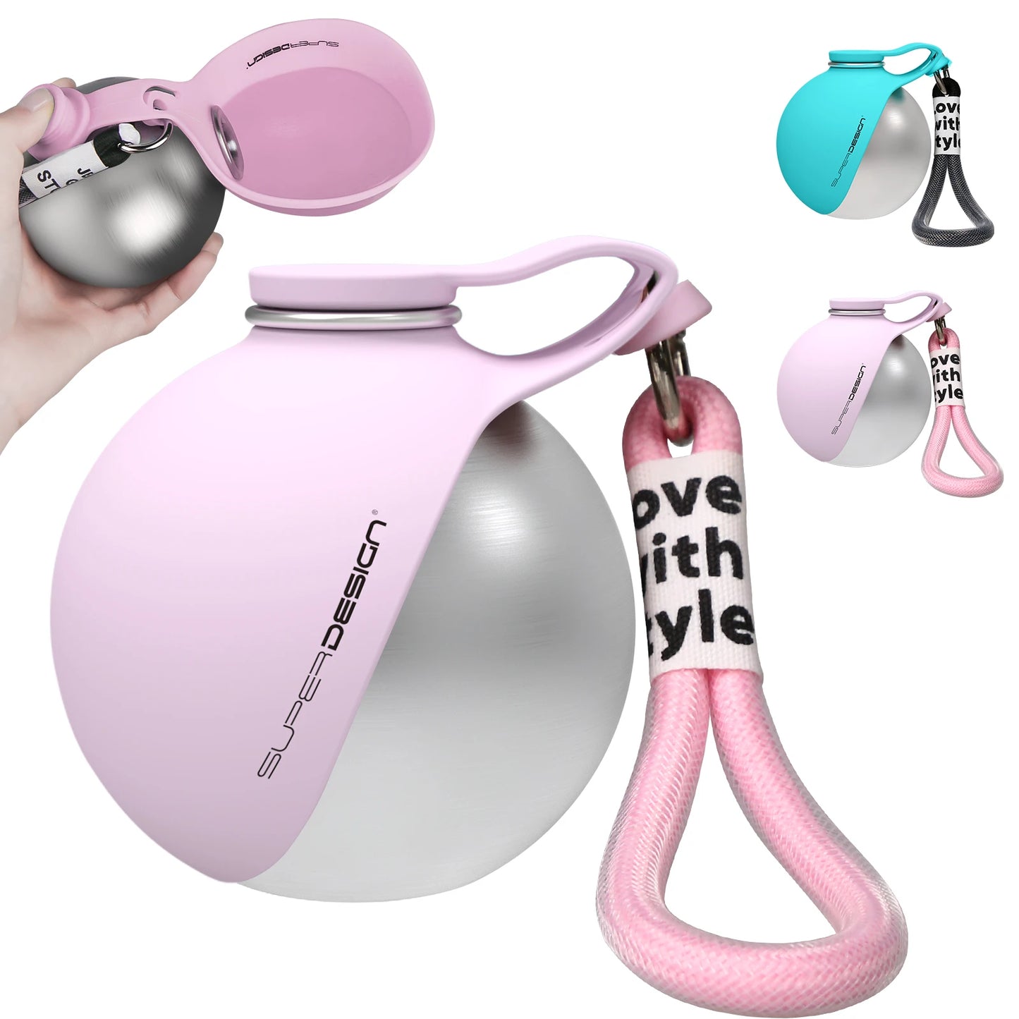 2-in-1 Reise Trinkflasche für Hunde Rosa