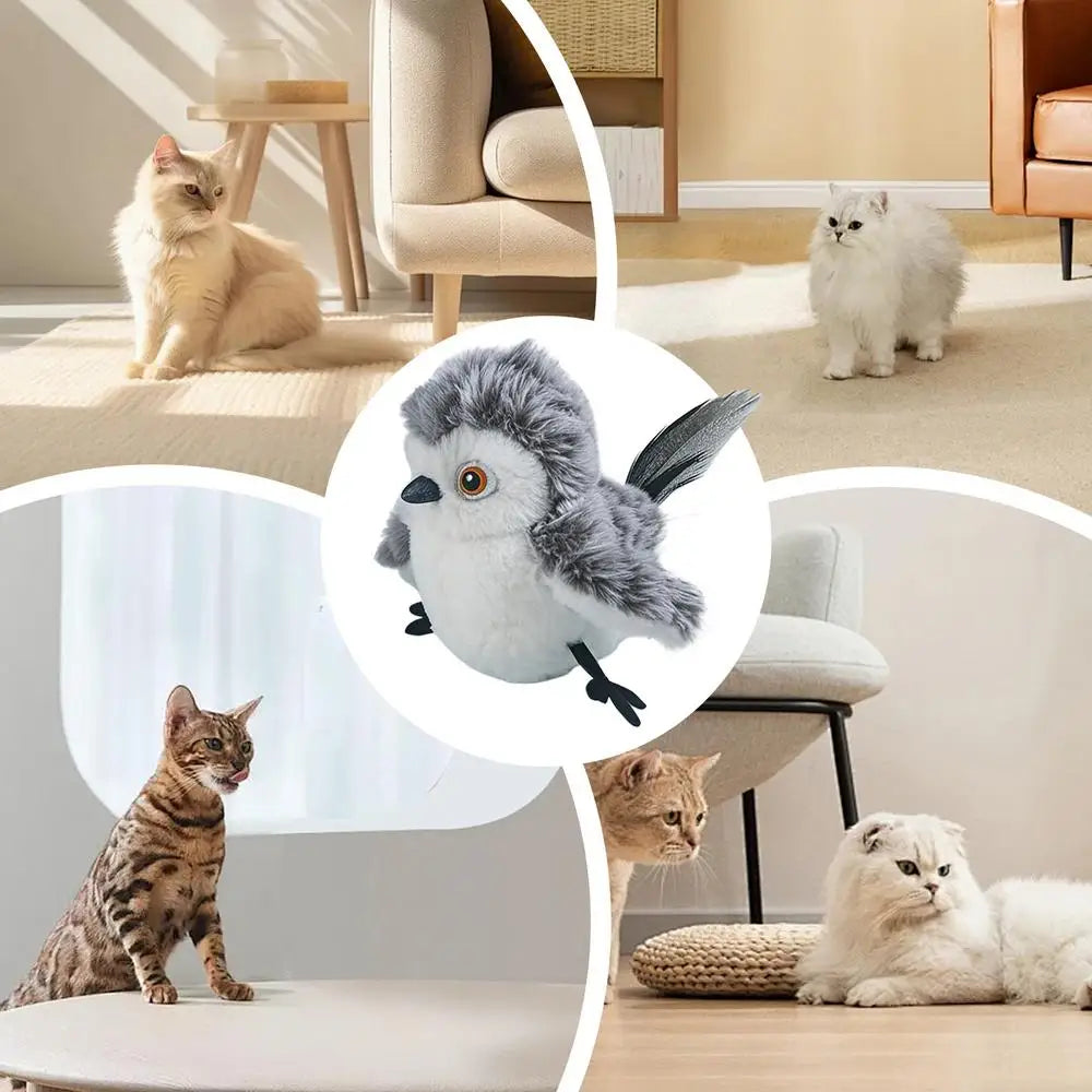 Zwitschernder Sensor-Vogel für Katzen – Flügelschlag & Sound