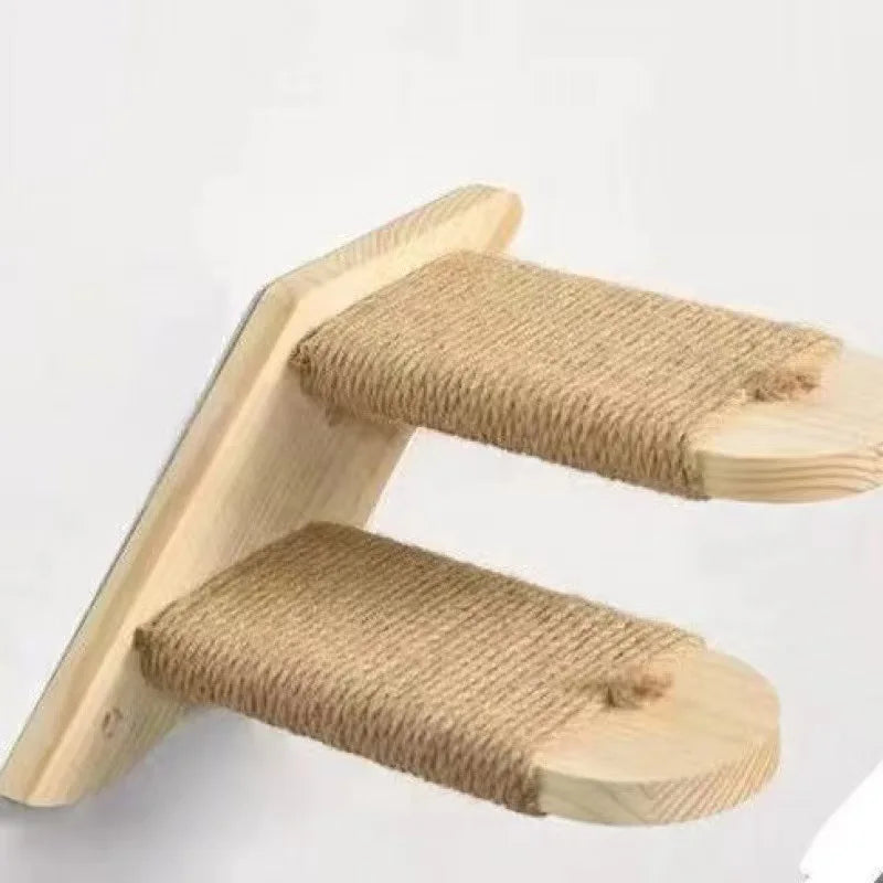 Wandmontierte Katzenklettertreppe – Platzsparende Holzstufen mit Sisal