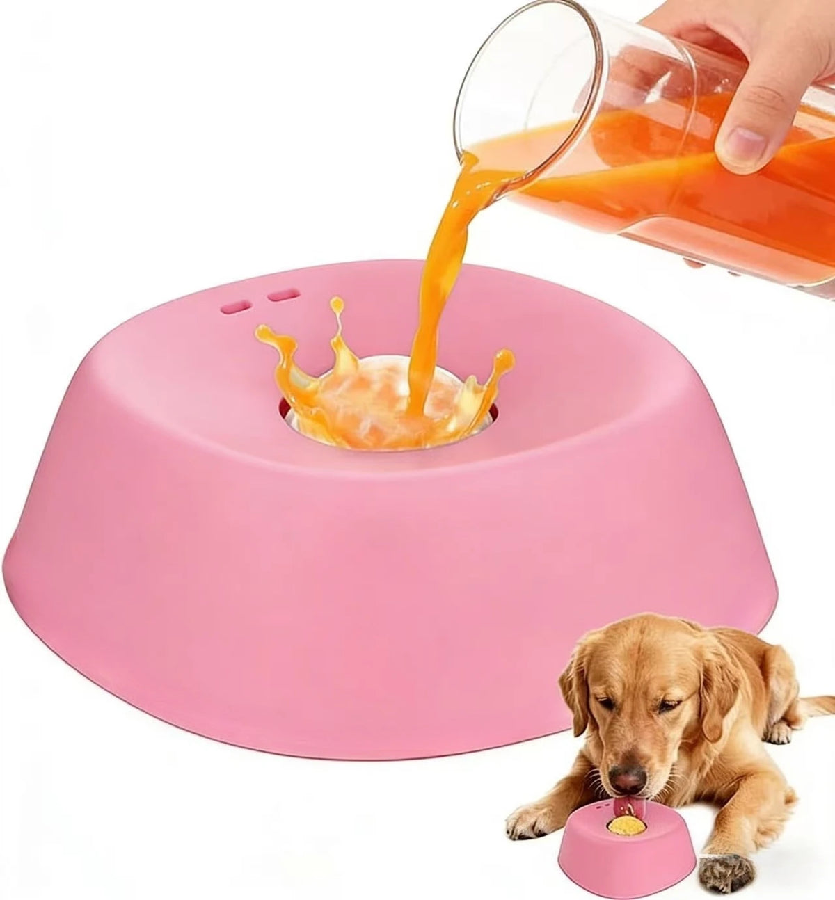 Schlecknapf für Hunde & Katzen mit Drehball Rosa