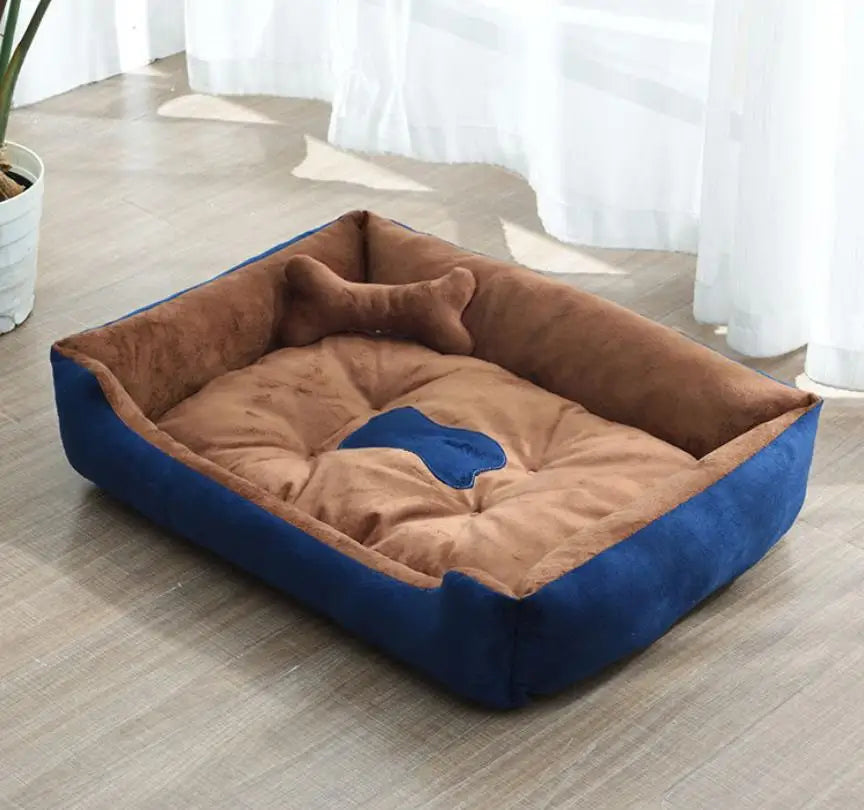 Hundebett aus Leinen modern und gemütlich Blaubraun