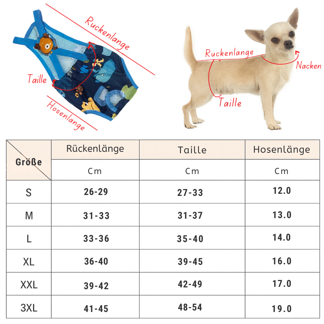 Süße Hygieneshorts für Hunde – wiederverwendbar und bequem