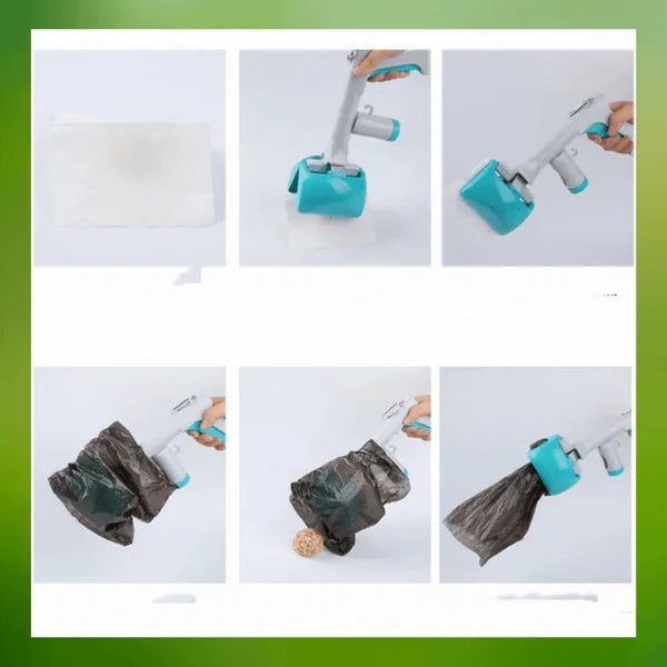 Hygienischer Hundekotgreifer mit Beutelhalter & Einhand-Bedienung