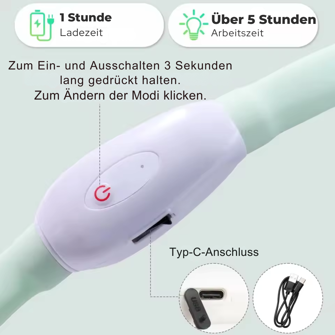 Zuschneidbares USB-LED-Hundehalsband – gut sichtbar, flexibel und wetterfest