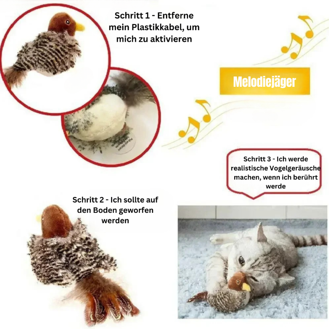 Zwitscherndes Vogelspielzeug – für neugierige Katze 🐱🐦