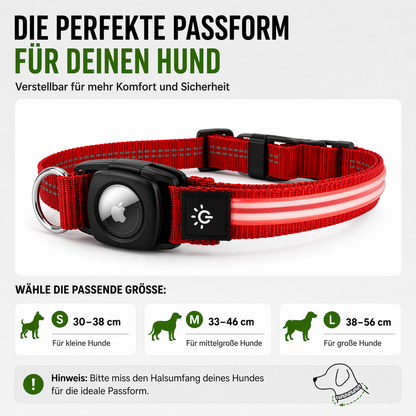 Wasserdichtes LED AirTag Hundehalsband mit USB-C