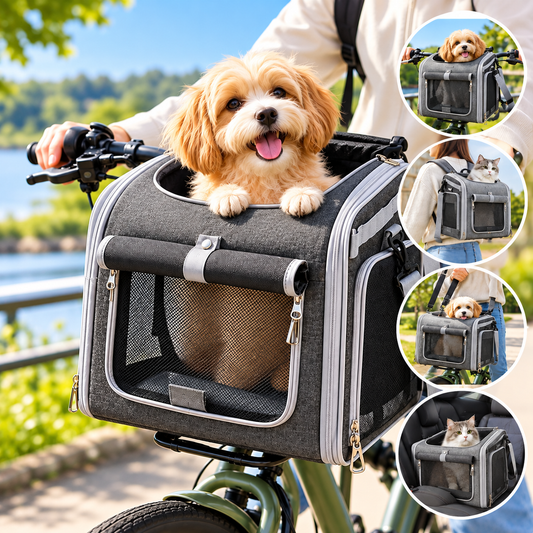 4-in-1-Fahrradkorb & Rucksack für Hunde & Katzen – Faltbar & Sicher