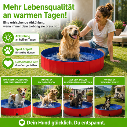 Faltbarer PVC Hundepool mit Abflussventil