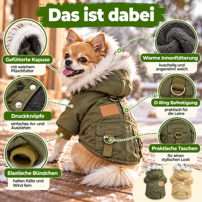 Hunde-Winterjacke mit Kapuze für kleine Hunde