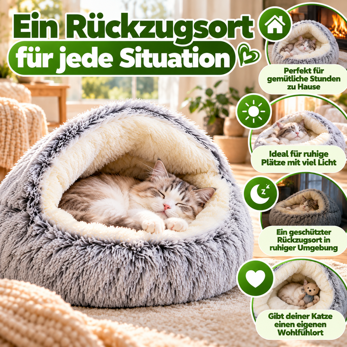 Katzenplüschbett