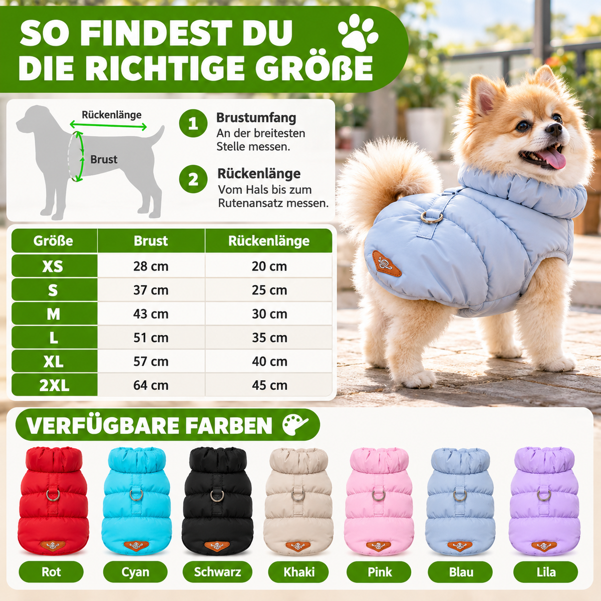 Winterjacke für Hunde und Katzen gefüttert und warm