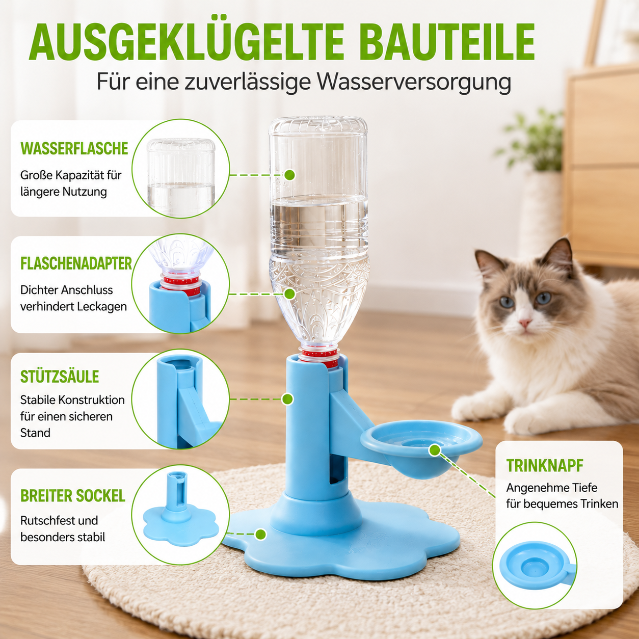 Automatischer Schwerkraft-Trinkspender für Katzen & kleine Hunde