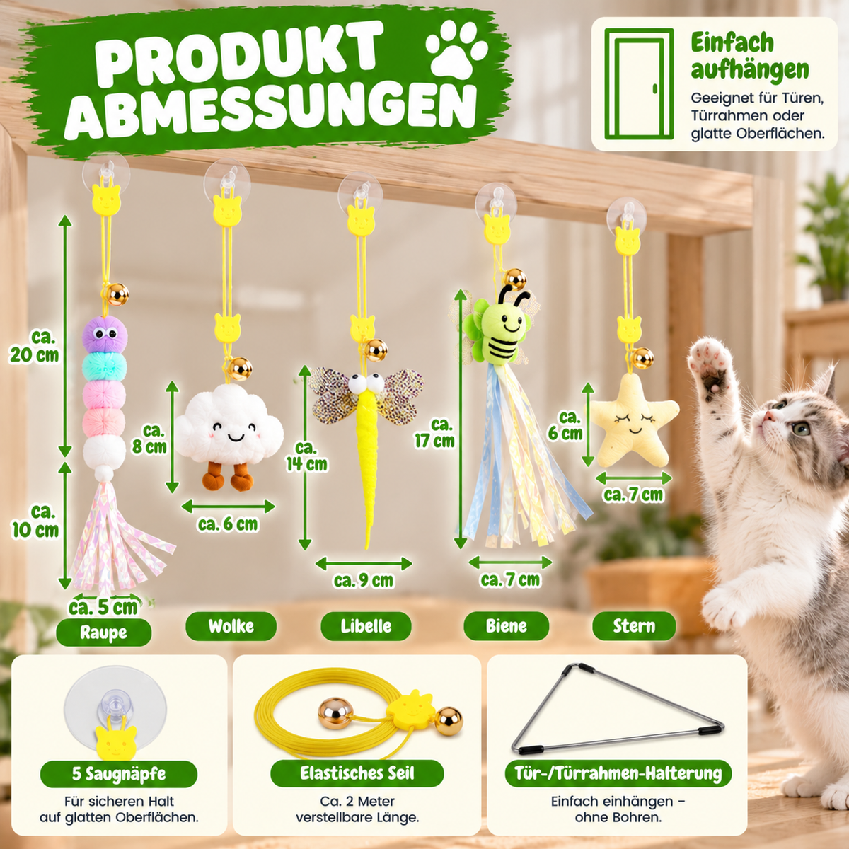 Hängendes Katzenspielzeug mit elastischem Seil