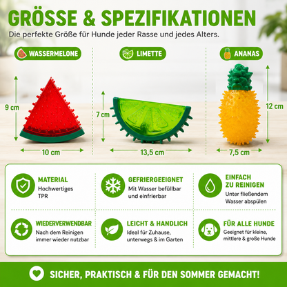 Gefrierbares Hundespielzeug im Frucht-Design