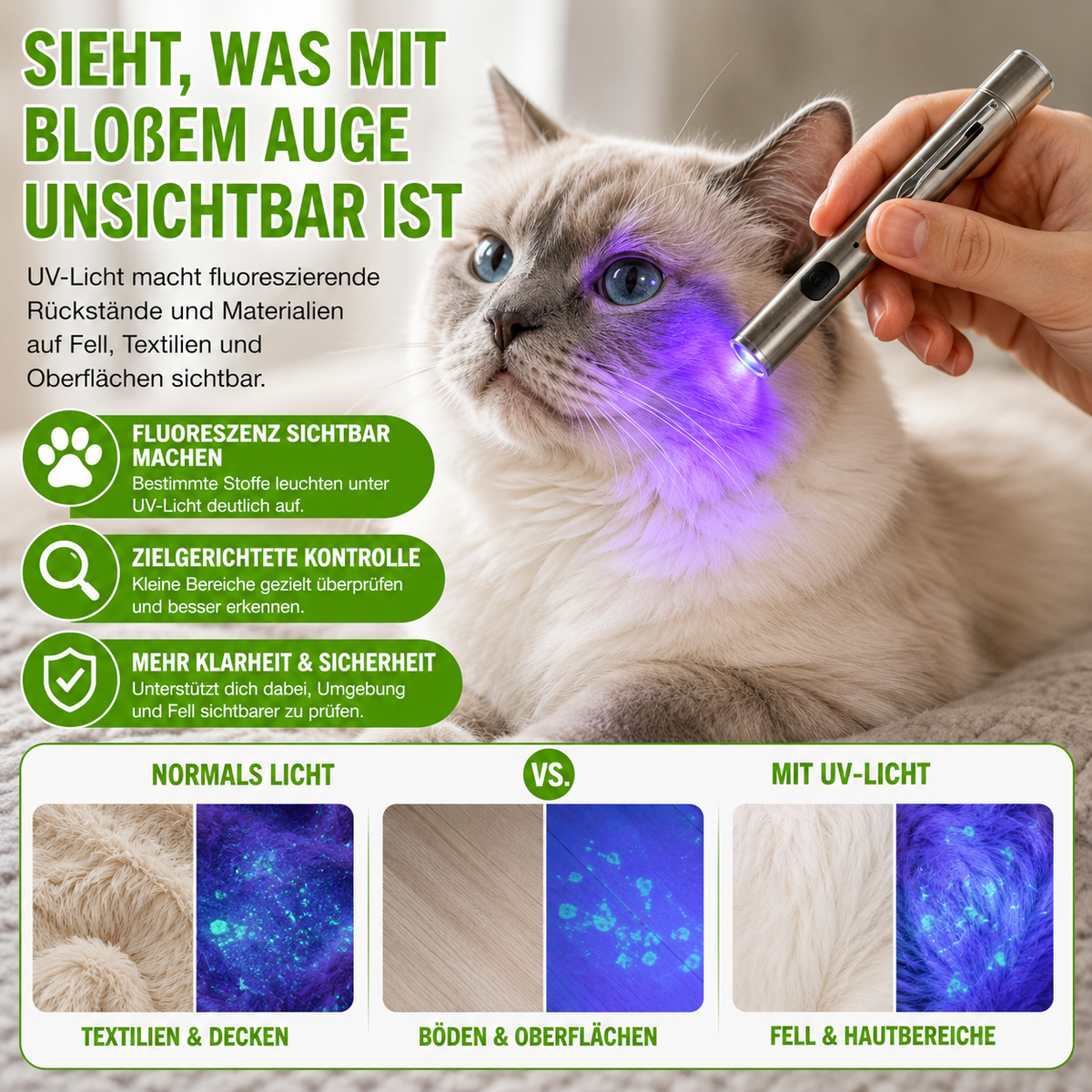 Kompakte UV-Lampe für Haustiere & Oberflächen
