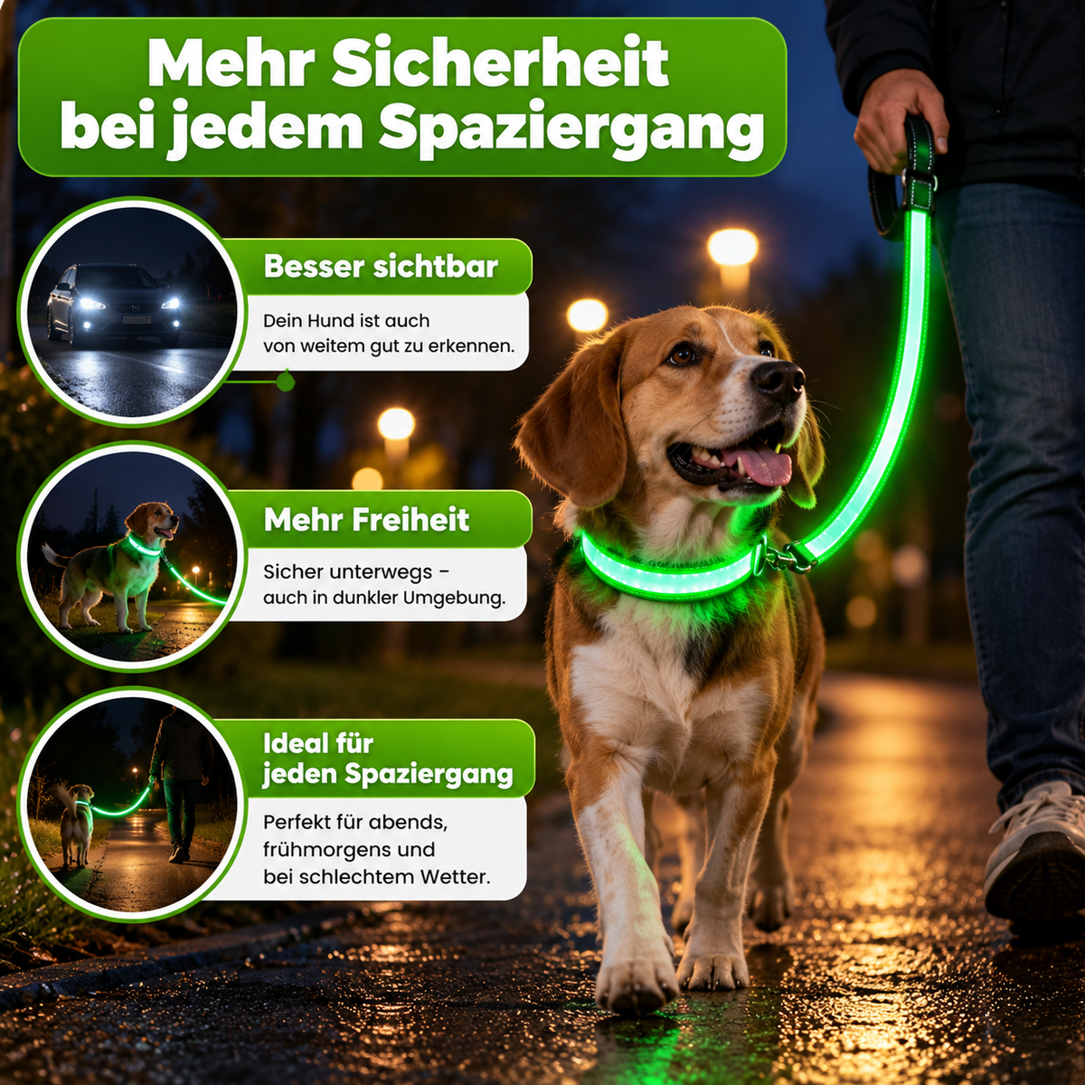LED Hundeleine für Nacht & Spaziergänge