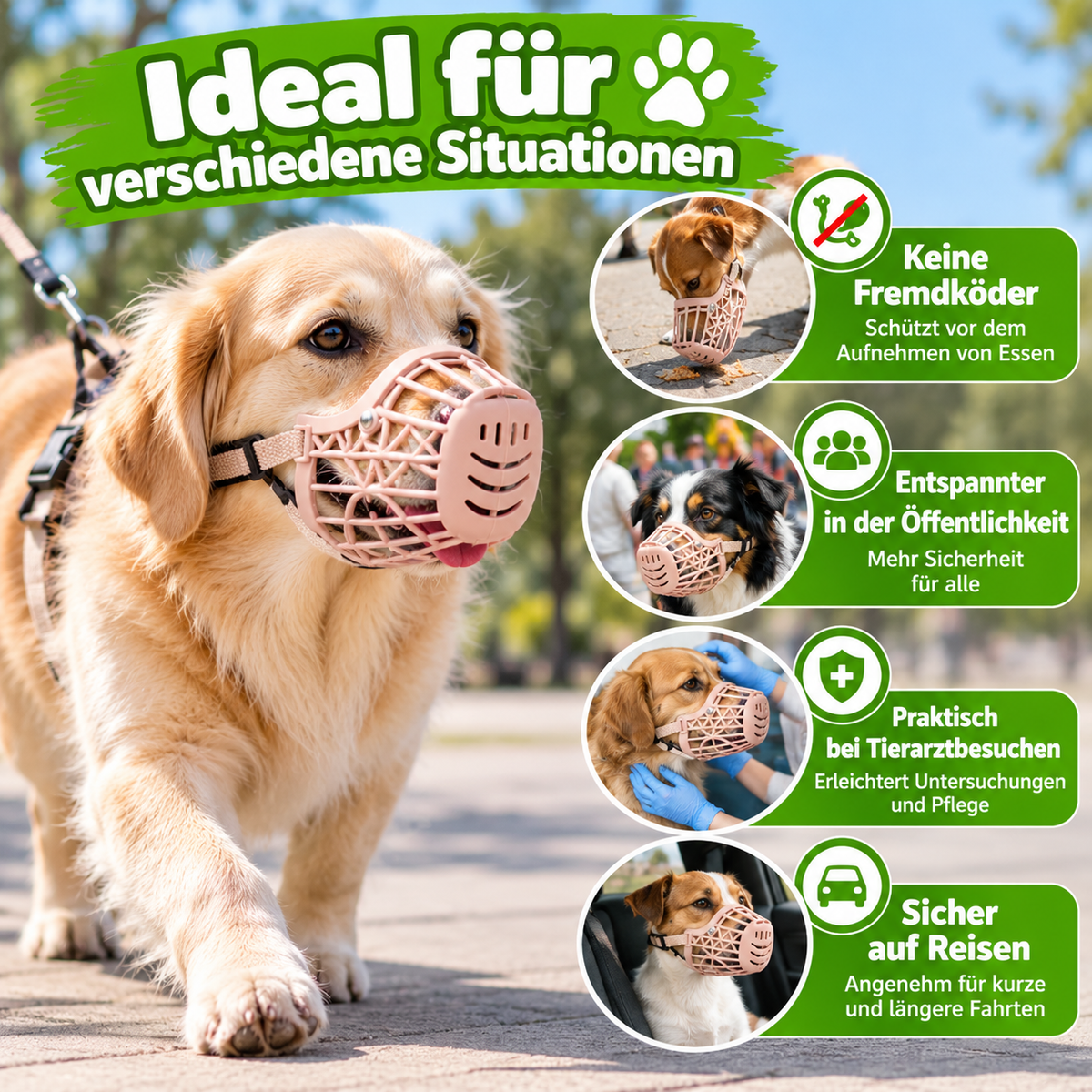 Atmungsaktiver Hundemaulkorb mit Komfortpassform