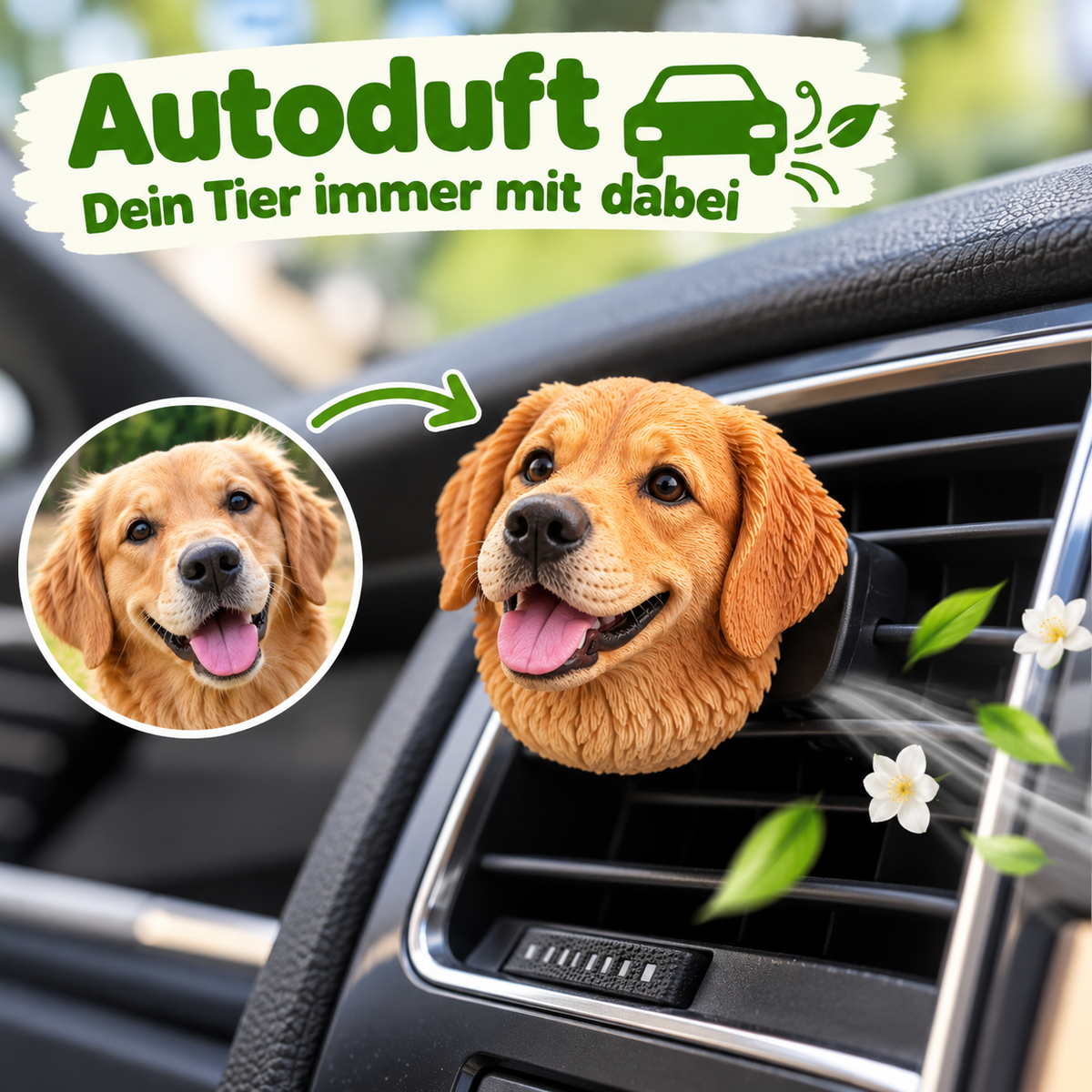 Personalisiertes Haustier Emblem mit Foto Autoduft 🚗🍃
