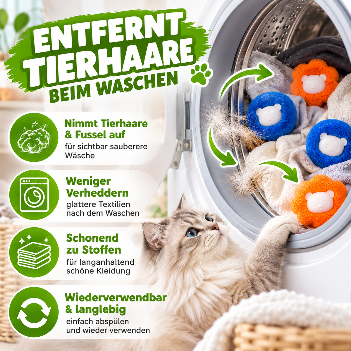 Waschmaschinenbälle zur Tierhaar-Entfernung
