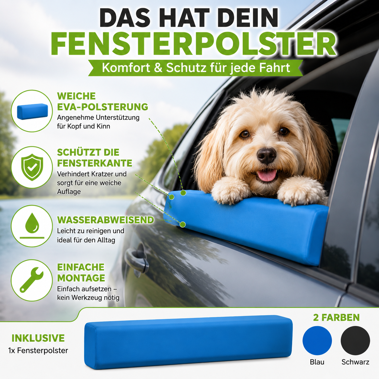 Auto Fensterpolster für Hunde – Weiche Kopfstütze
