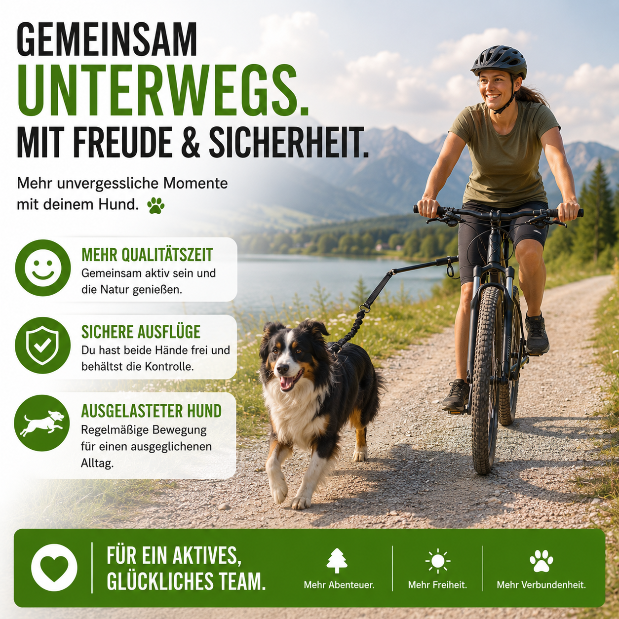 Fahrradleine für Hunde mit Abstandshalter & Stoßdämpfung