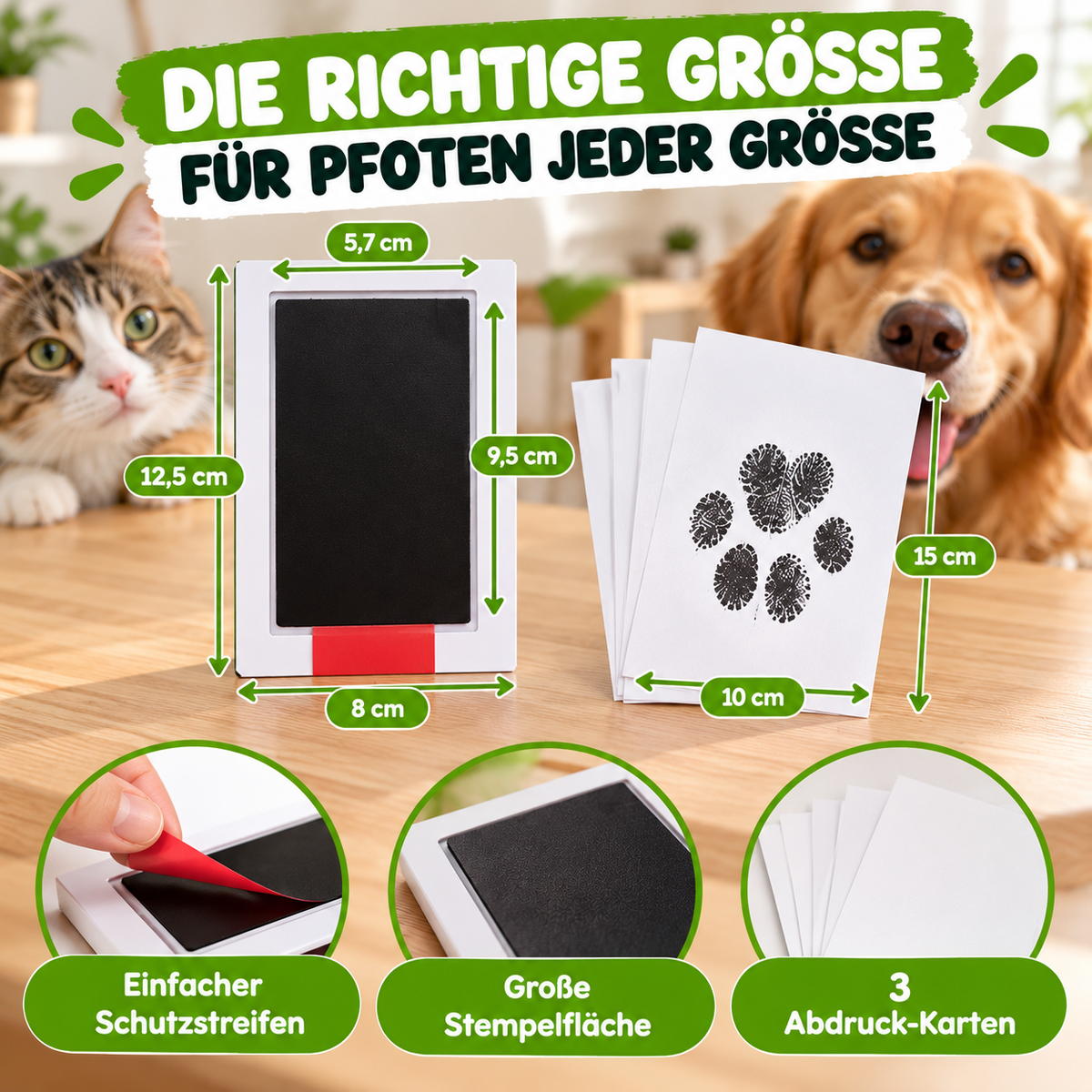 Tintenloses Abdruck-Set für Hunde- & Katzenpfoten