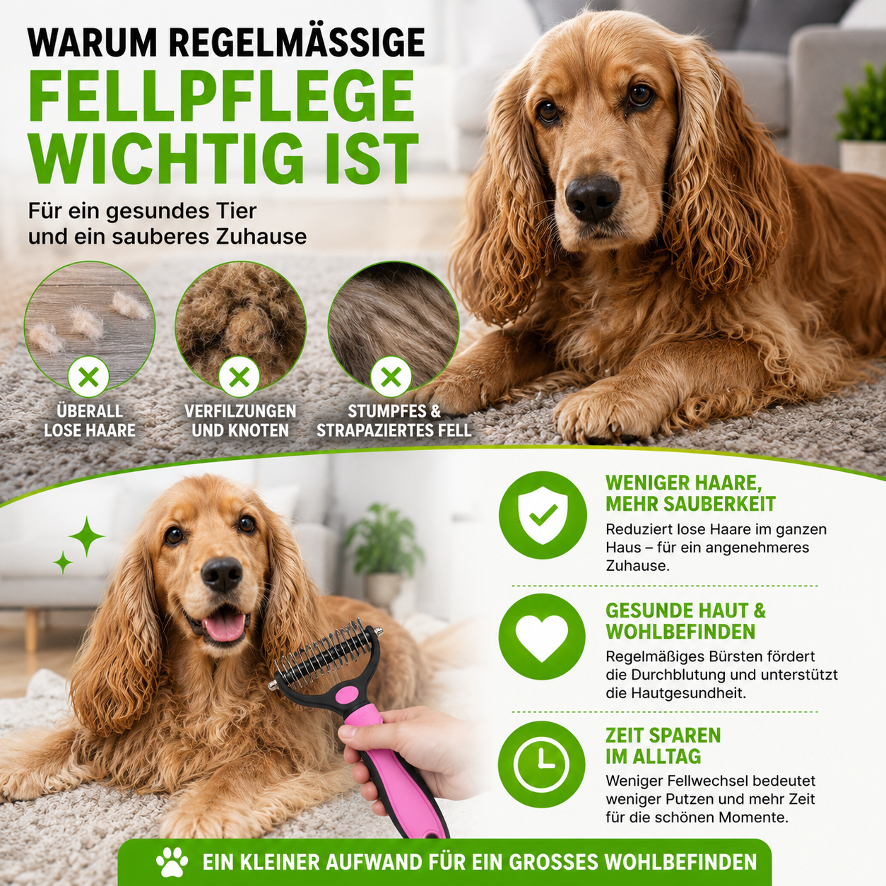 2-in-1 Fellpflegekamm für Hunde und Katzen