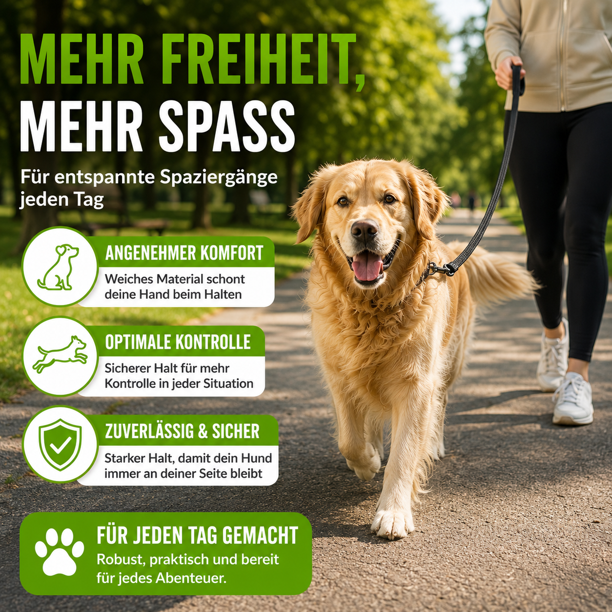 Lange Trainingsleine für Hunde mit Handschlaufe
