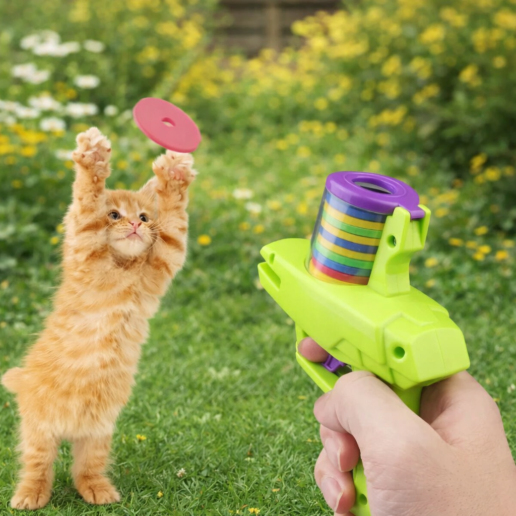 Interaktive Scheibenkanone für Katzen