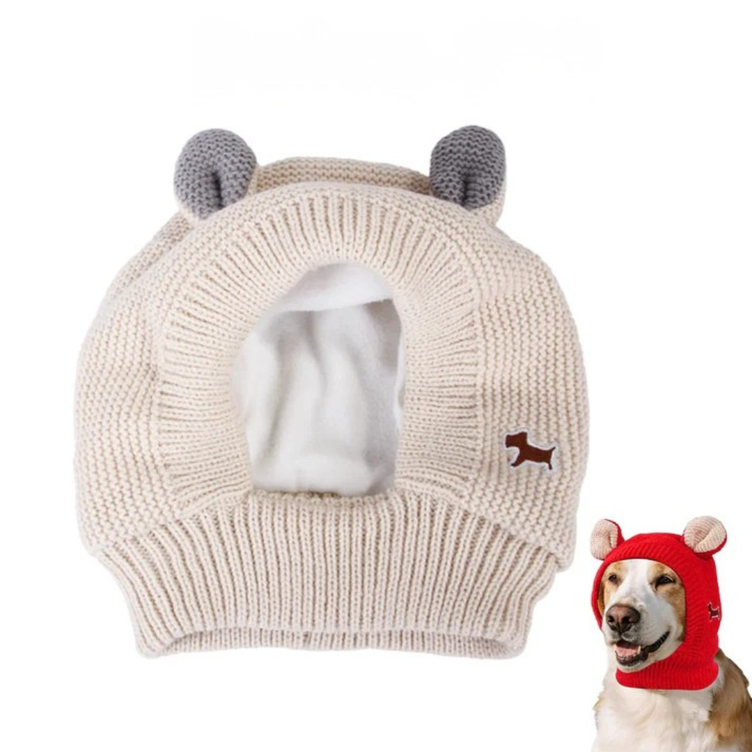 Kuschelige Strickmütze für Hunde Beige