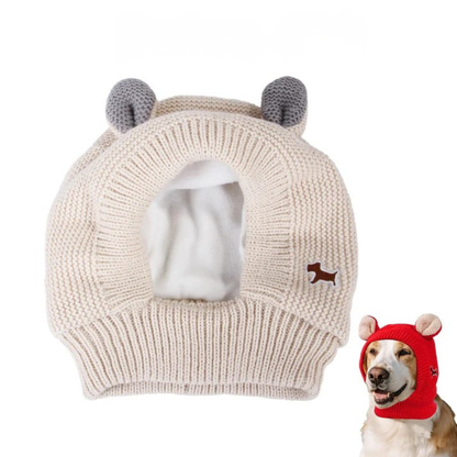 Kuschelige Strickmütze für Hunde Beige