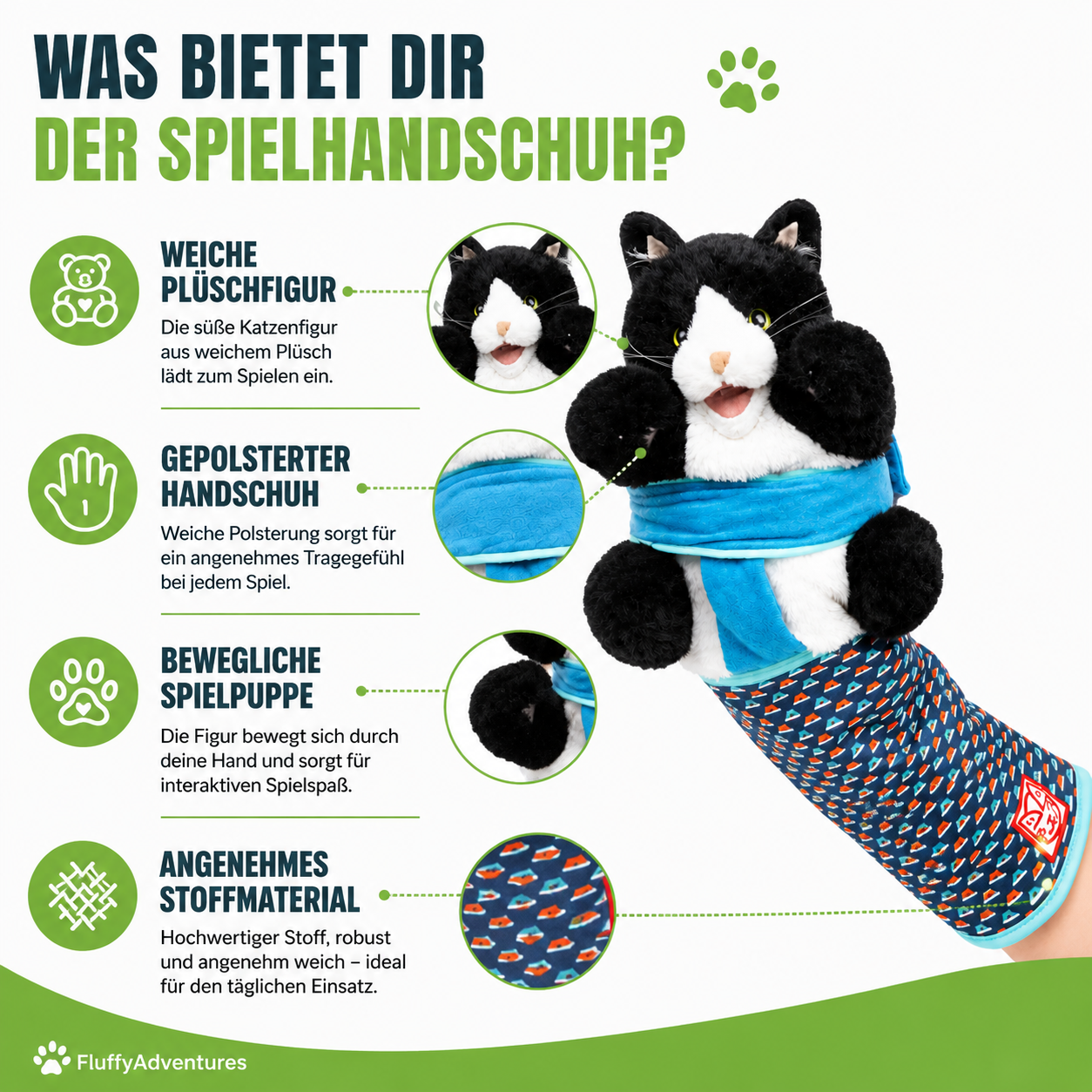 Interaktiver Katzen-Spielhandschuh