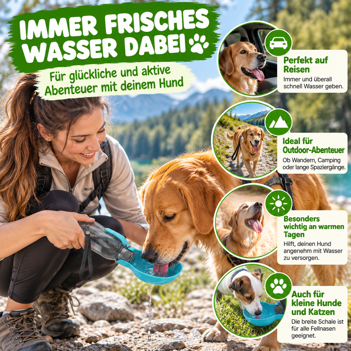 Outdoor Wasserflasche für Hunde auslaufsicher