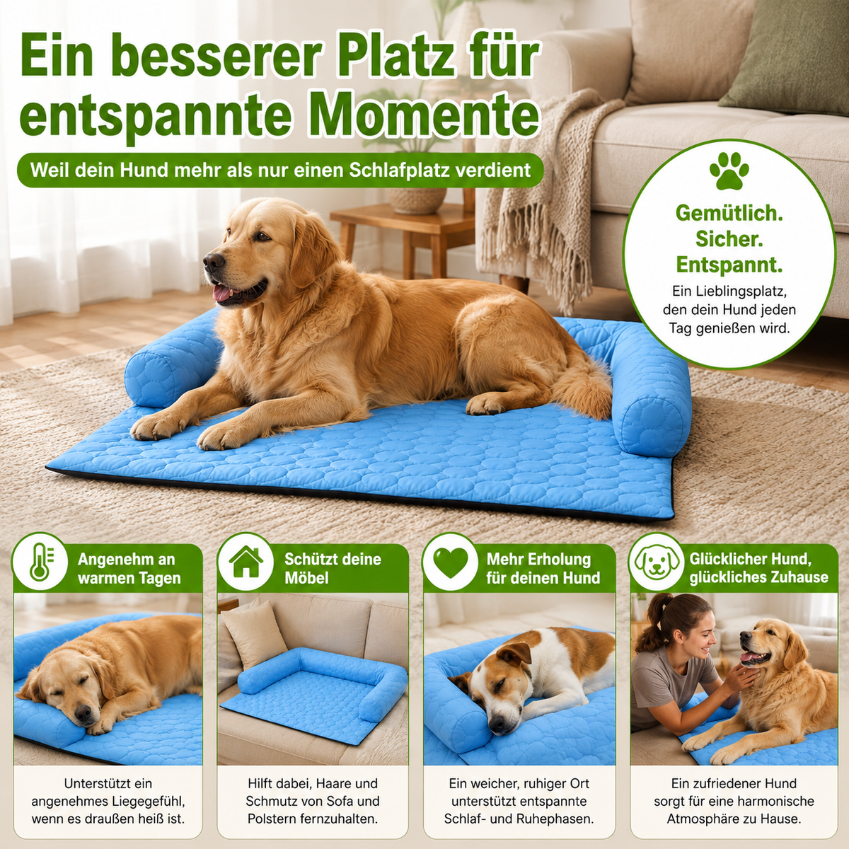 Kühlendes Sofabett mit gepolstertem Rand