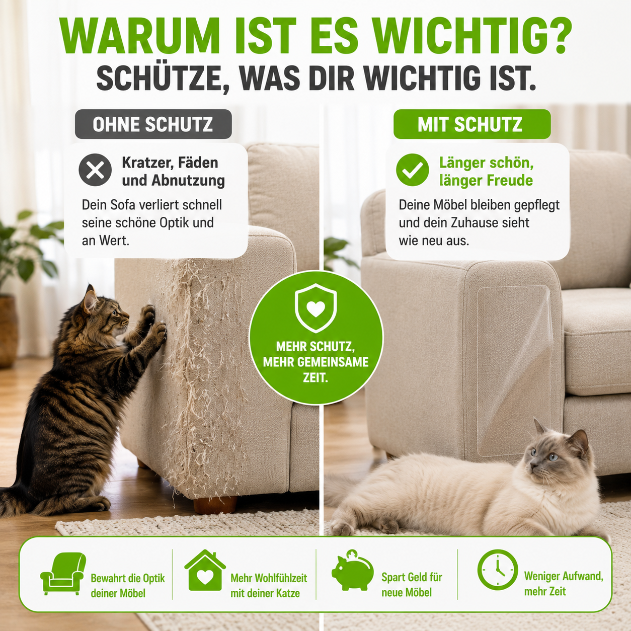 Transparenter Kratzschutz für Sofa & Möbel