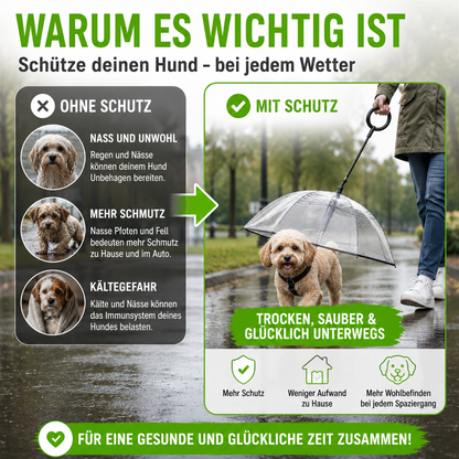 Transparenter Hundeschirm mit verstellbarer Leine